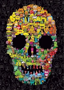 Obrázek k produktu Puzzle Pens are my Friends: Doodle Skull 1000 dílků