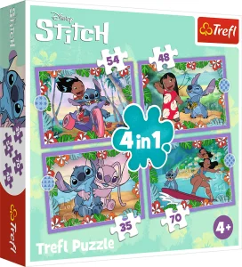 Obrázek k produktu Puzzle Lilo&Stitch: Bláznivý den 4v1 (35,48,54,70 dílků)