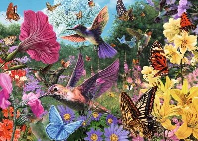 Obrázek k produktu Puzzle Premium Plus Tea Time: Zahrada kolibříků 1000 dílků